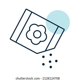 Paper bag with seeds isolated vector icon. Graph symbol for agriculture, garden and plants web site and apps design, logo, app, UI