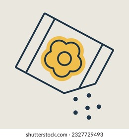 Paper bag with seeds isolated vector icon. Graph symbol for agriculture, garden and plants web site and apps design, logo, app, UI
