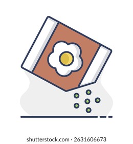 Bolsa de papel con el icono de Vector aislado de semillas. Símbolo de gráfico para la agricultura, jardín y plantas Sitio web y diseño de App, logotipo, App, UI