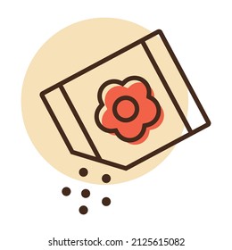 Paper bag with seeds vector icon. Graph symbol for agriculture, garden and plants web site and apps design, logo, app, UI