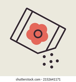 Paper bag with seeds vector icon. Graph symbol for agriculture, garden and plants web site and apps design, logo, app, UI