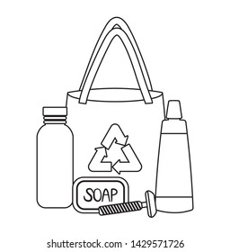 paper bag with set icons ecological