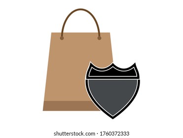 Bolsa de papel con un icono de escudo.