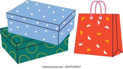 Ilustración vectorial De Cajas De Papel Y Cajas De Zapatos