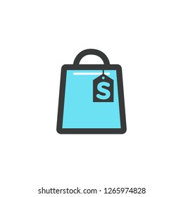 paper bag, shopping bag icon vector logo template