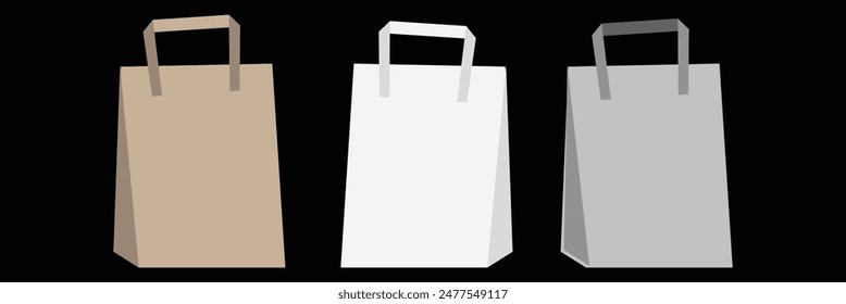 Bolsa de papel, ilustración de bolsa de compras. Icono de bolsa de compras.