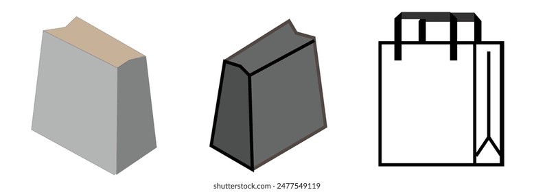 Paper bag, shopping bag illustration. Shopping bag icon.