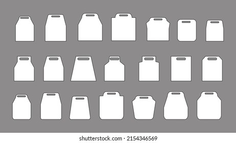 Paper bag bag simple line icon collection design package outline black border symbol packet paper with vector illustration
