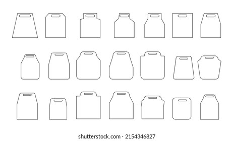 Paper bag bag simple line icon collection design package outline black border symbol packet paper with vector illustration

