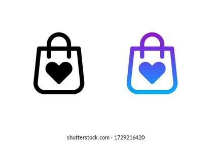 Paper bag social media sign, isolated icon in flat. Vector illustration