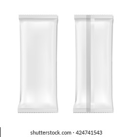 Paper bag for spaghetti, macaroni, pasta. Vector white soft packing.