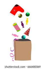 A paper bag from a supermarket with Christmas decorations