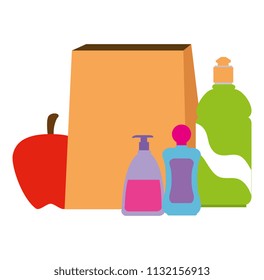 paper bag with supermarket products