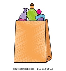 paper bag with supermarket products