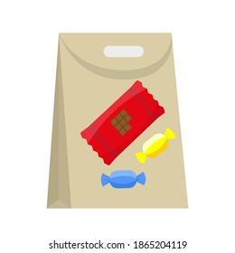 Paper bag with sweets, sweets, chocolate