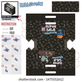 paper bag template helpers of the evil witch and zombies in the grave