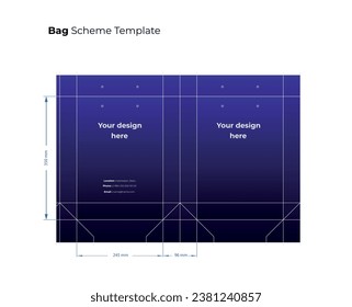 Paper bag template. Package vector illustration. Printable blueprint of scheme to cut geometric model.