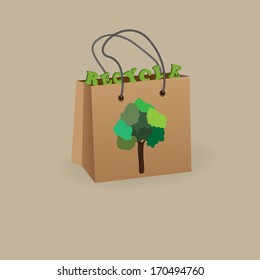 paper bag with a text and a picture of a tree