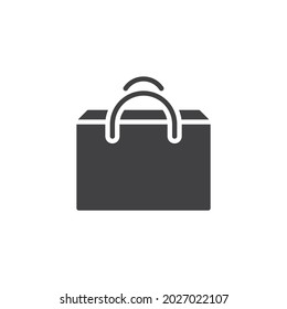 Icono vector de bolsa de papel. signo plano relleno para concepto móvil y diseño web. Icono de glifo de bolsa de compras. Símbolo, ilustración del logotipo. Gráficos vectoriales
