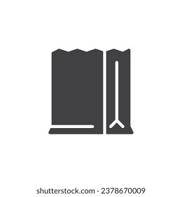 Icono vector de bolsa de papel. signo plano relleno para concepto móvil y diseño web. Icono de glifo de bolso de comida de papel. Símbolo, ilustración del logotipo. Gráficos vectoriales