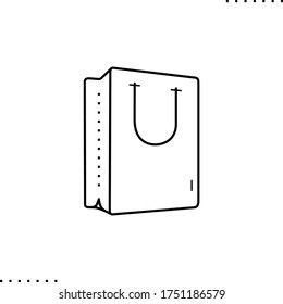 Icono de vector de bolsa de papel en contornos