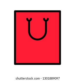Paper bag vector illustration, filled design editable outline icon