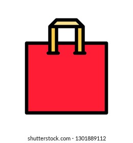 Paper bag vector illustration, filled design editable outline icon