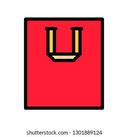 Paper bag vector illustration, filled design editable outline icon