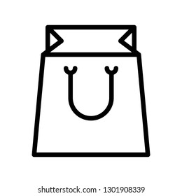 Paper bag vector illustration, line design icon