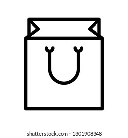 Paper bag vector illustration, line design icon