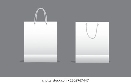 Ilustración del vector de bolsos de papel, aislado de bolsos blancos, bolsa vertical de papel para el diseño de maquillaje, marca tu logotipo, vector de bolsas de compras, símbolo de venta