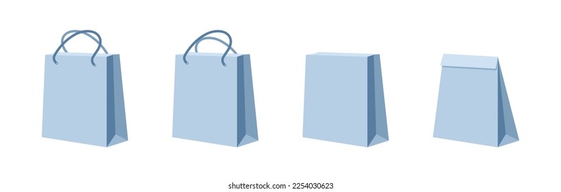 Paper Bag Vector Set. Vector illustration.