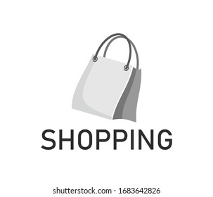 Paper bag vector, shopping logo design template.