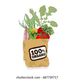 Paper bag with Vegetables. Healthy Organic Food.
