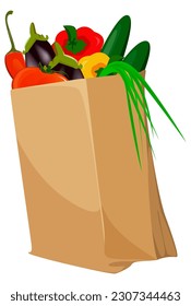 paper bag with vegetables vector illustration