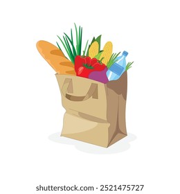 Paper bag with vegetables vector illustration