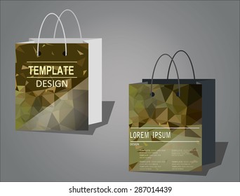  Paper Bag  White and Black,Templates. Design Abstract geometric polygon - eps10 vector