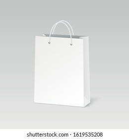 Paper bag. White empty shopping bag.
