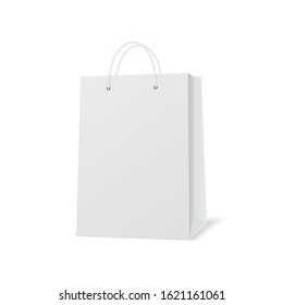 Paper bag. White empty shopping bag.

