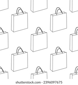 bolsa de papel cero residuos ecológicos no línea de patrón de plástico doodal ilustración vectorial