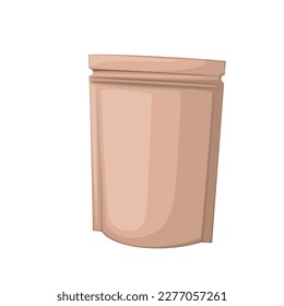 Paper bag with zipper vector illustration. Cartoon isolated brown paper package for bulk food products and snacks, tea and coffee container, craft sachet for retail shop to reduce plastic consumption