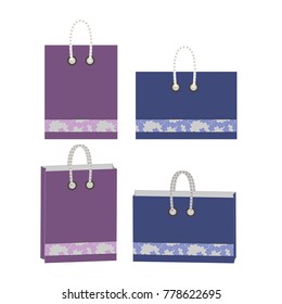 Paper bags design. Minimalism. Only hexagon borders and full color.
