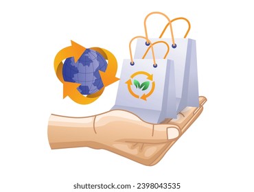 Paper bags are easy to recycle, eco green concept