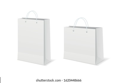 Paper bags. Empty cardboard packet on white background.
