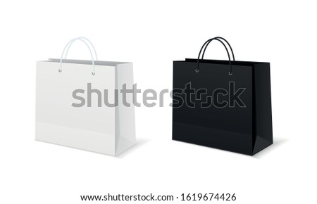Paper bags. Empty cardboard packet on white background.
