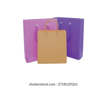 Ilustração de renderização 3d do ícone de sacos de papel 