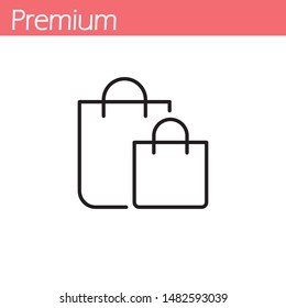 Paper bags line icon. Shopaholic, sale, purchase. Shopping concept. Vector illustration can be used for topics like retail, consumerism, commerce. EPS10, Premium.