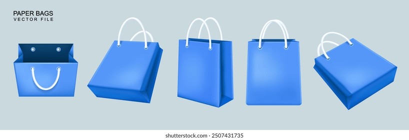 Diseño de Vector de objetos de bolsas de papel, concepto de compras y venta