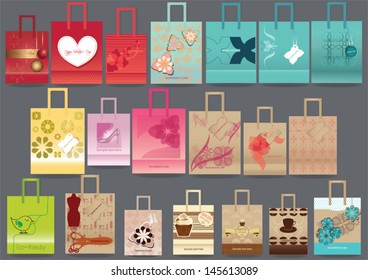 Paper bags set, different kind of design