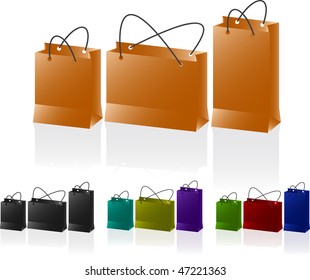 Paper bags set. Vector illustration.